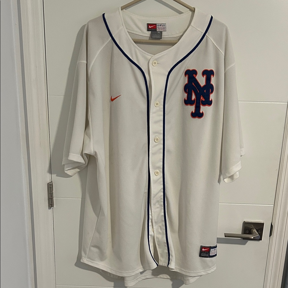 Nike Cream Jersey with Blue and Red Accents